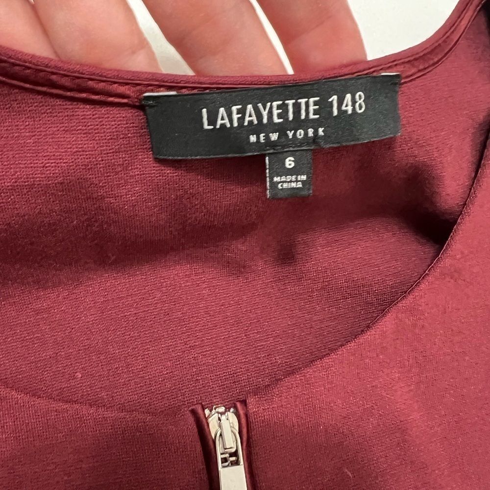 LAFAYETTE 148 Maroon Ponte Short Sleeve
Stretch Dress Sz 6 B37" W32" pockets - Picture 3 of 15
